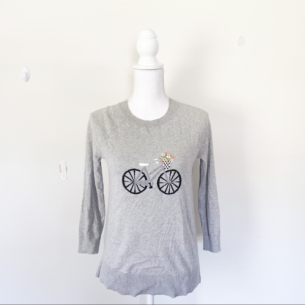 Loft / XS / Embroidered Cottagecore Bicycle Sweater - Picture 2 of 6